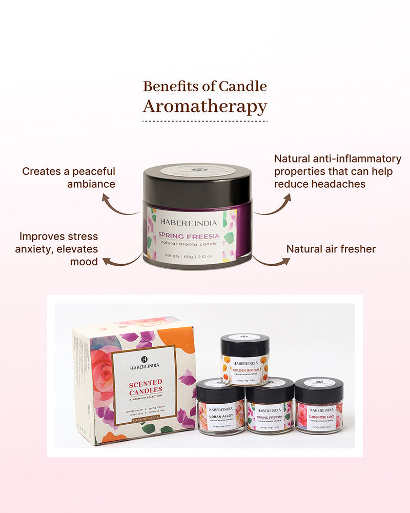 Set of 4 Scented Aroma Candles, 60gm Each with 8–10 Hour Burn for Decorative Fragrance and Gifting