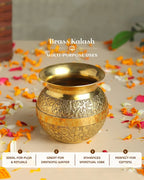 100% Pure Brass Kalash for Pooja and Religious Celebrations