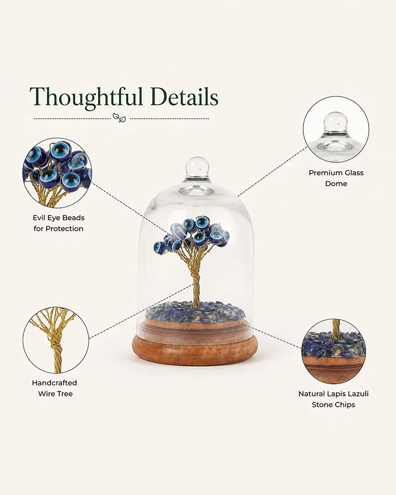 Evil Eye Feng Shui Tree with Glass Dome Protection Good Luck