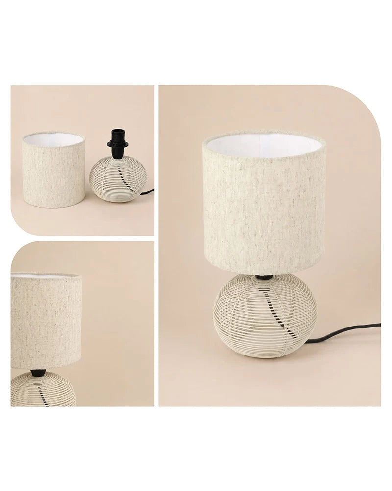 Artisan Linen Shade Table Lamp with Sleek Metal Base Warm Glow