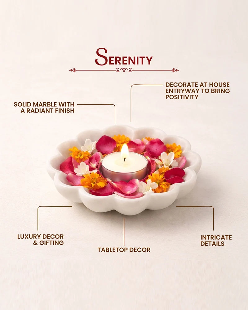 Elegant Marble Urli Bowl for Home Decor, Pooja Room, and Mandir Display