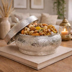 German Silver Storage Container/Supari Box With Lid (3.5 Inch) Vedansh Craft