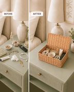 Cane Storage Box with Lid for Wardrobe & Bathroom Storage