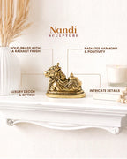 Handcrafted Nandi Brass Statue for Devotion and Pooja Room