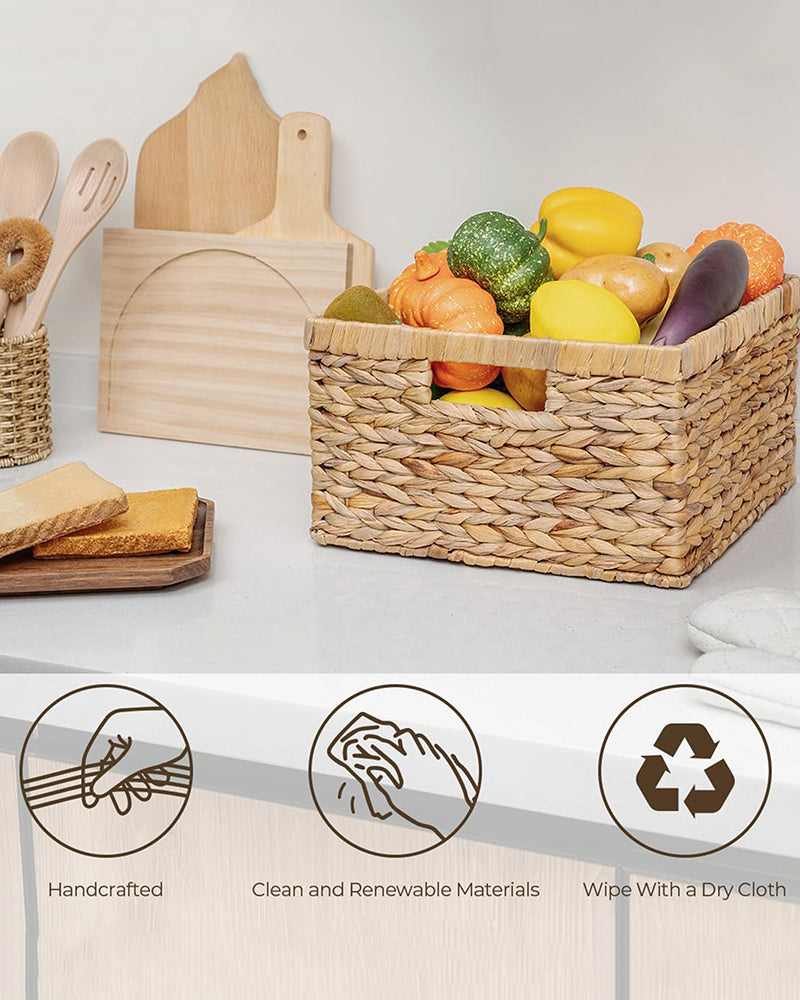 Multi-Purpose Water Hyacinth Storage Basket for Wardrobe, Clothes, and Shelves