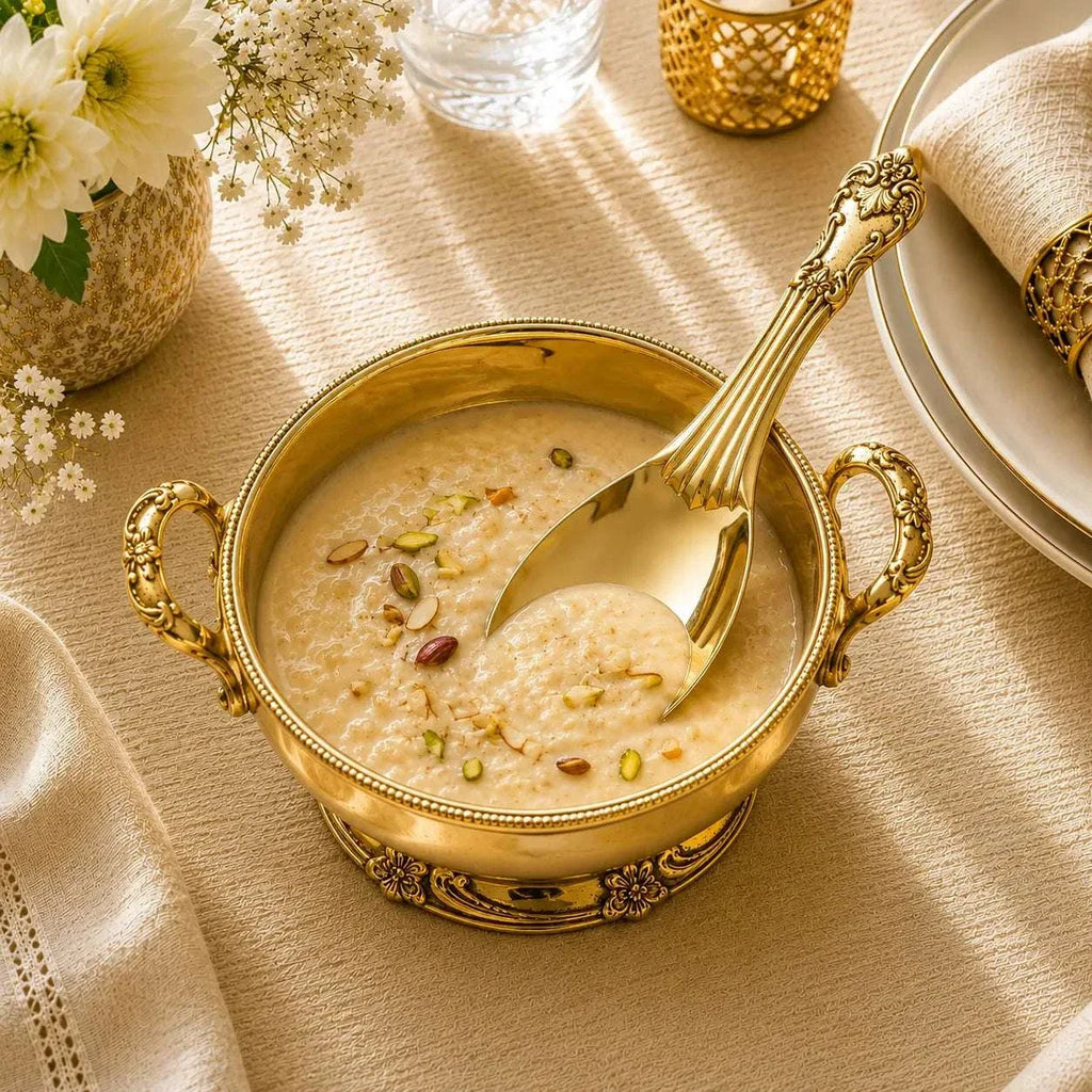 Brass Rice Serving Spoon Pair (9 Inch) Vedansh Craft