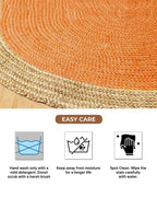 Handcrafted Natural Yellow Round Jute Carpet For Dining Space