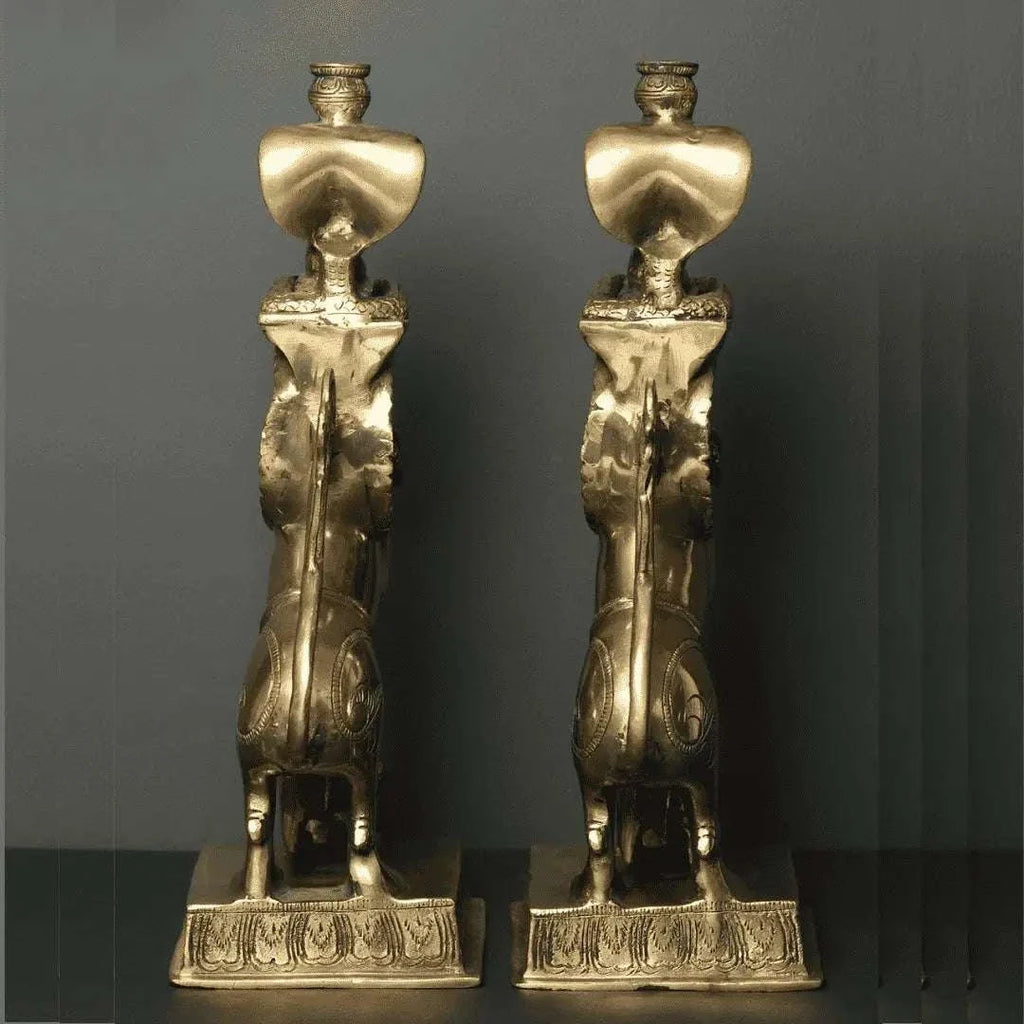 Brass Yali/kirtimukha Nandi Table Stand Set (16 Inch) Vedansh Craft