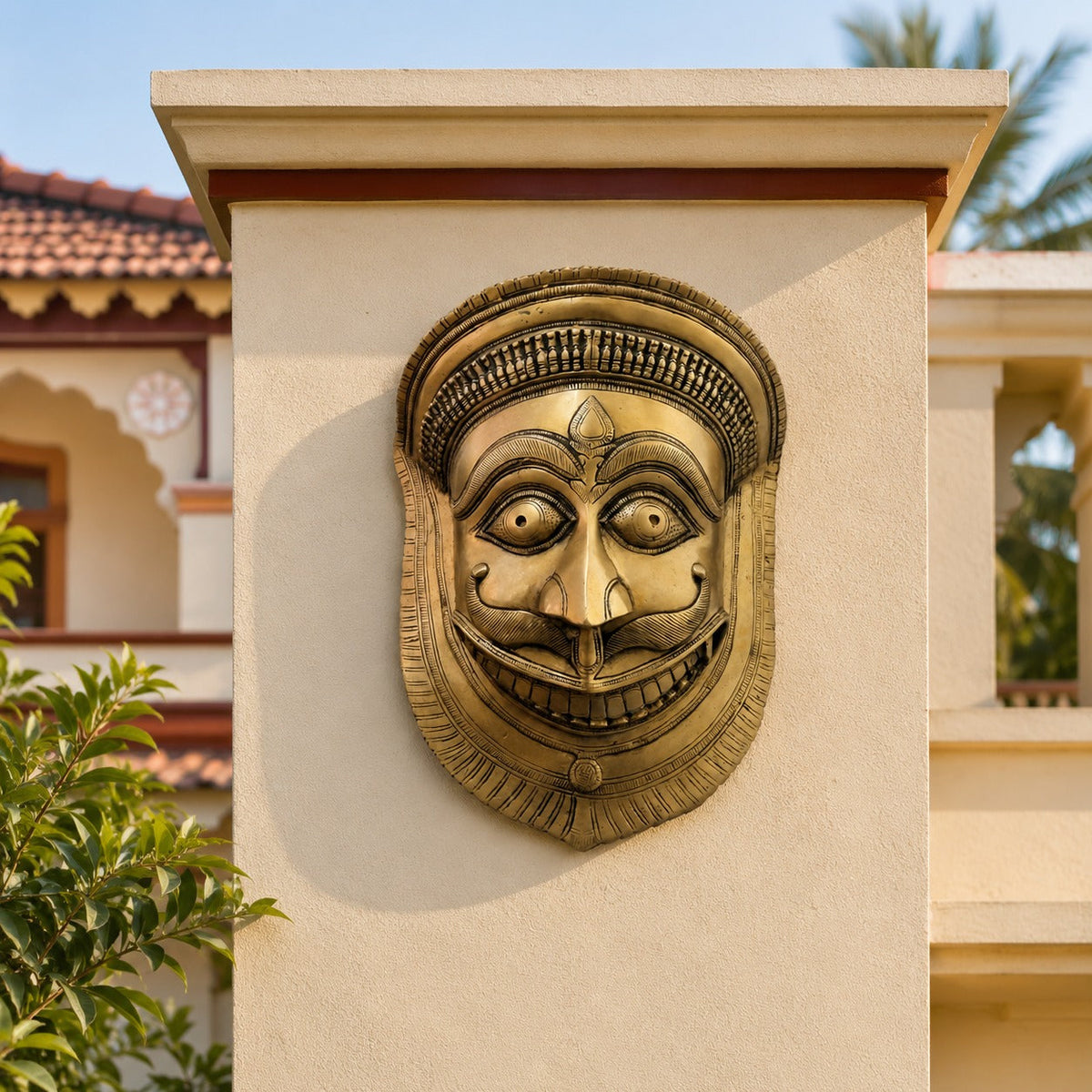 Brass Bhairav Face Mask Wall Hanging (12 Inch) Vedansh Craft