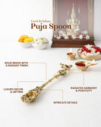 Brass Ritual Spoon with Lord Krishna Idol for Pooja Use