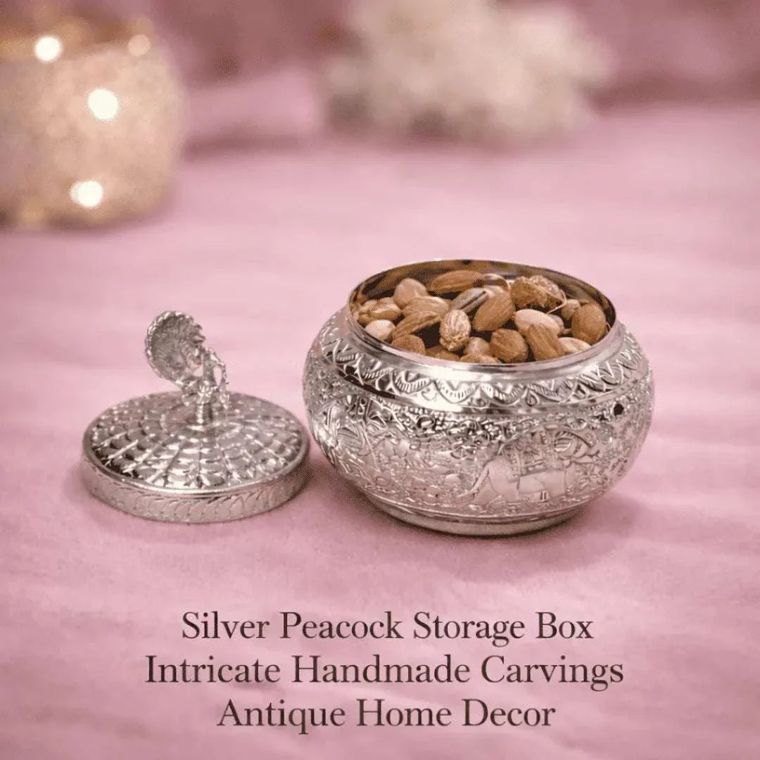 German Silver Storage Container/Supari Box With Lid (4.5 Inch) Vedansh Craft