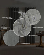 Textured Linen Eyelet Curtain for Doors (Grey, 7 ft)