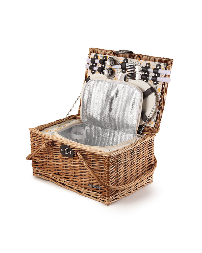 Handcrafted Wicker Picnic Basket for Travel, Family Meals & Food Carry
