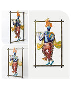 Handcrafted Metal Krishna Flute Playing Wall Hanging Showpiece