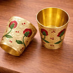 Brass Meenakari Hand Painted Glass Pair (2.2 Inch) Vedansh Craft