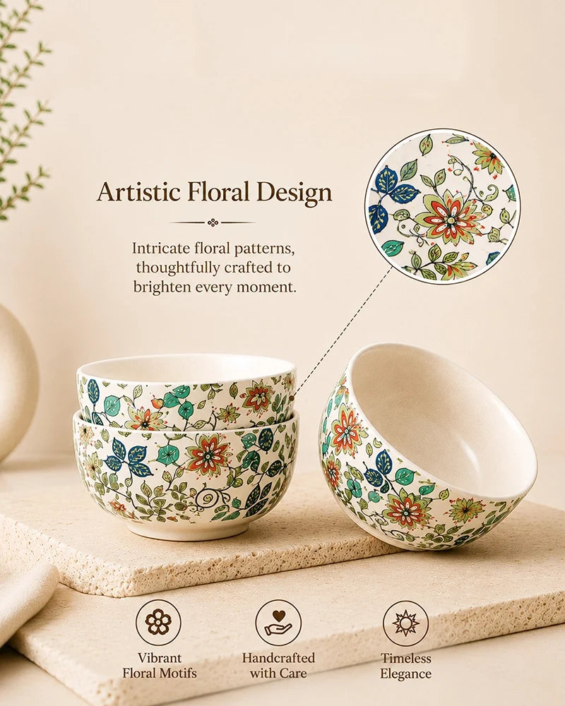 Ceramic Serving Bowl Set for Snacks & Food Serving, Set of 4