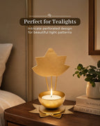 Metal Lotus Tea Light Holder with Decorative Stand for Pooja