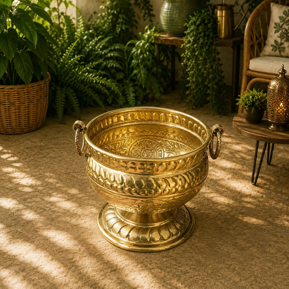 Brass Bucket Planter Pot Vedansh Craft