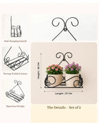 Wall Mounted Metal Plant Pot Stand for Balcony, Set of 2
