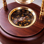 Brass Rotating Sand Clock With Compass And Wooden Stand Vedansh Craft