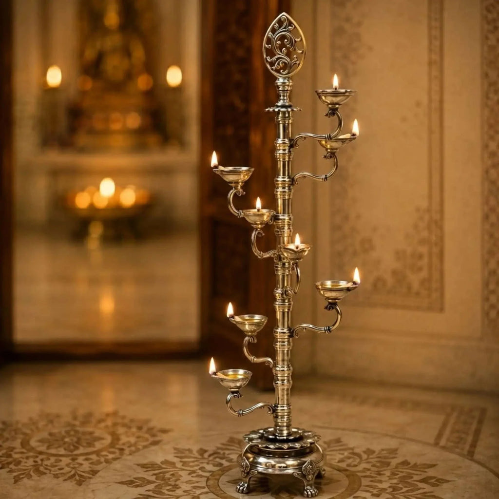 Brass Asthadeep Long Lamp (32 Inch) Vedansh Craft