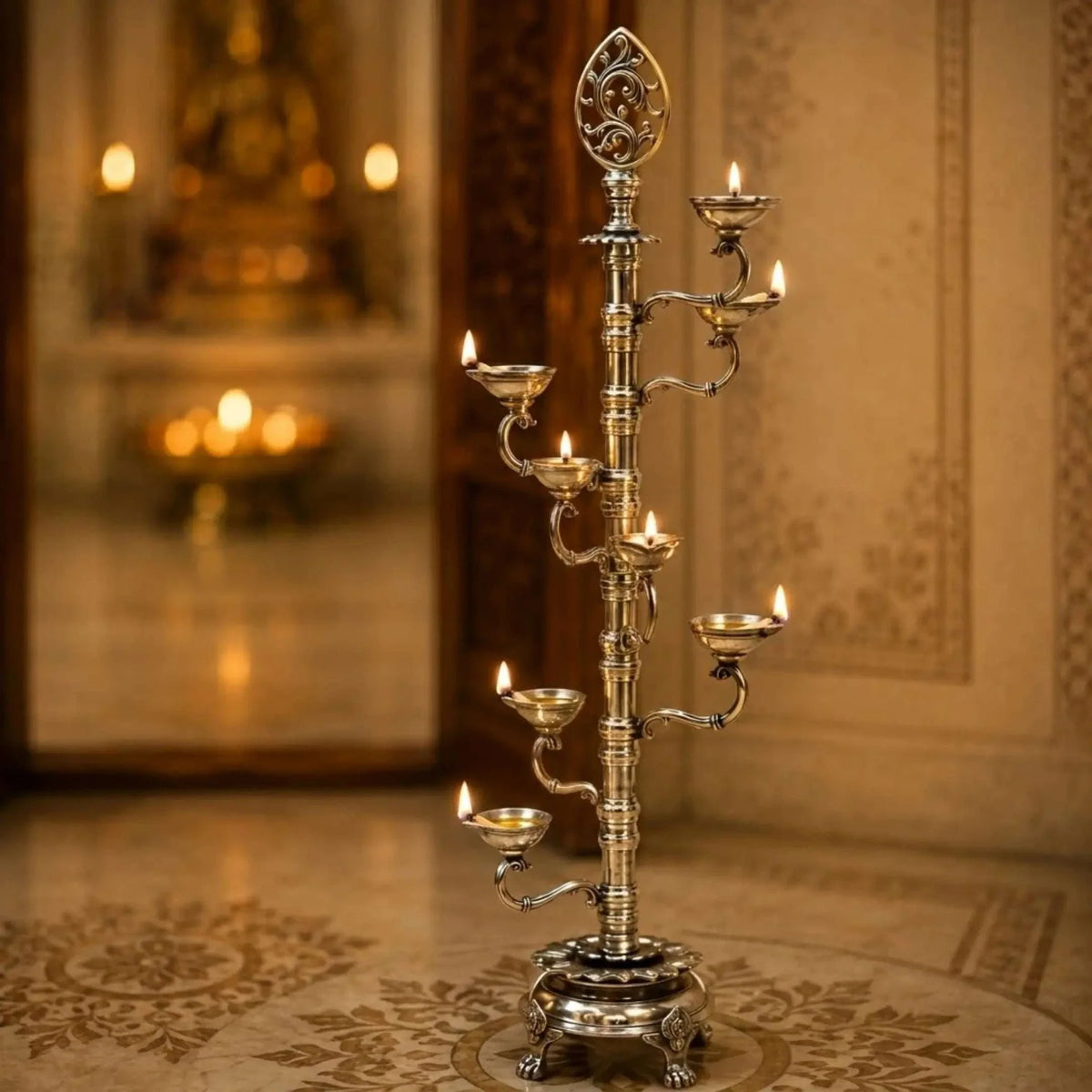 Brass Asthadeep Long Lamp (32 Inch) Vedansh Craft