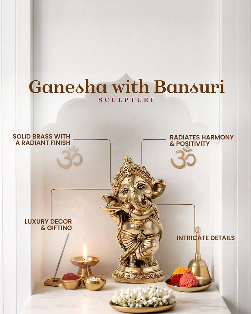 Decorative Pure Brass Ganesha Idol for Devotion, Festivals, and Home Decor