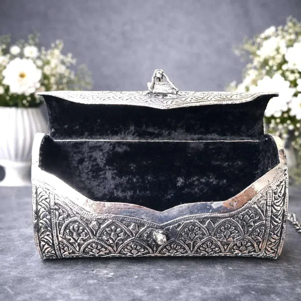 Brass Silver Plated Purse / Clutch bag (8.5 Inch) Vedansh Craft