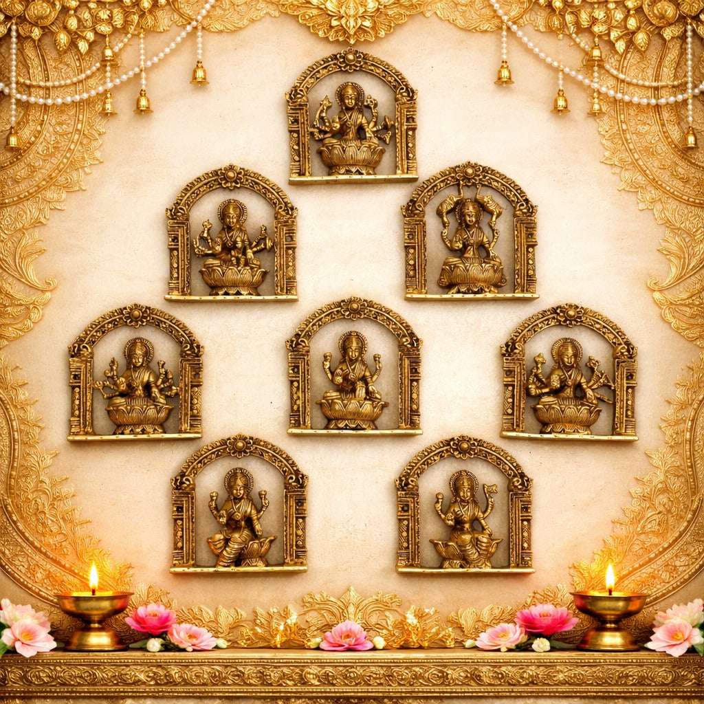 Brass Ashtalakshmi Wall Hanging Plates Set (5.5 Inch) Vedansh Craft