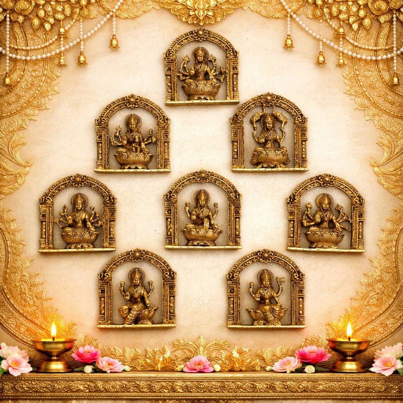 Brass Ashtalakshmi Wall Hanging Plates Set (5.5 Inch) Vedansh Craft