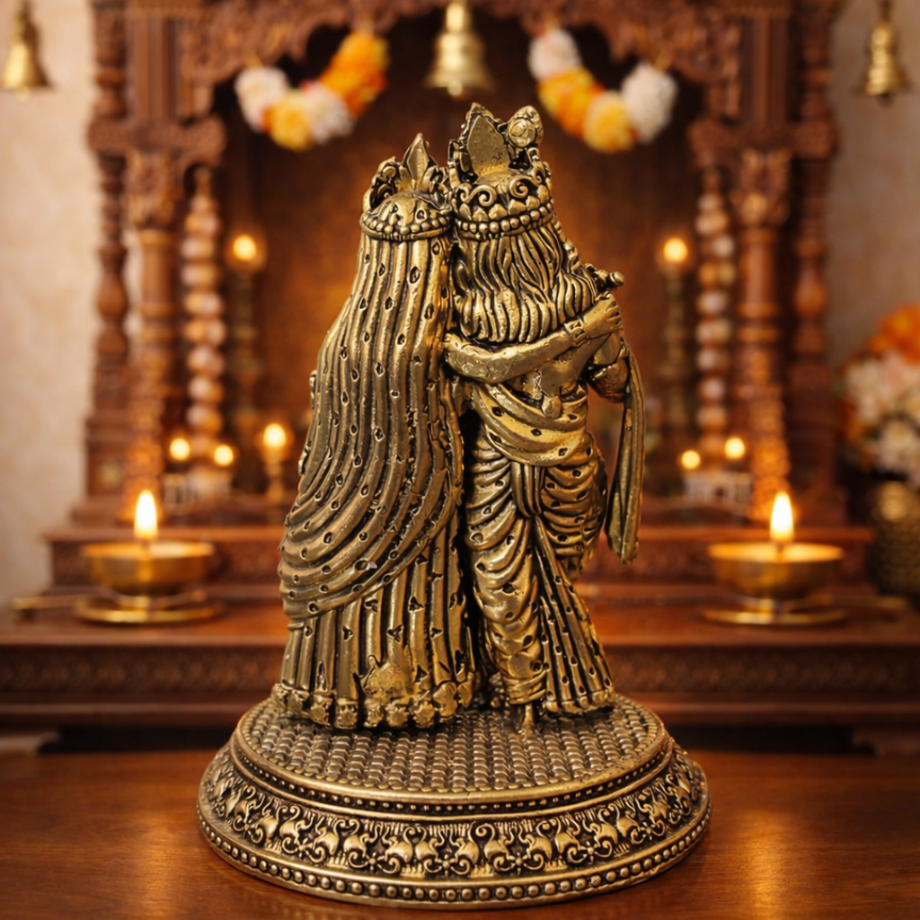 Brass Lightweight Standing Radha Krishna Idol Vedansh Craft