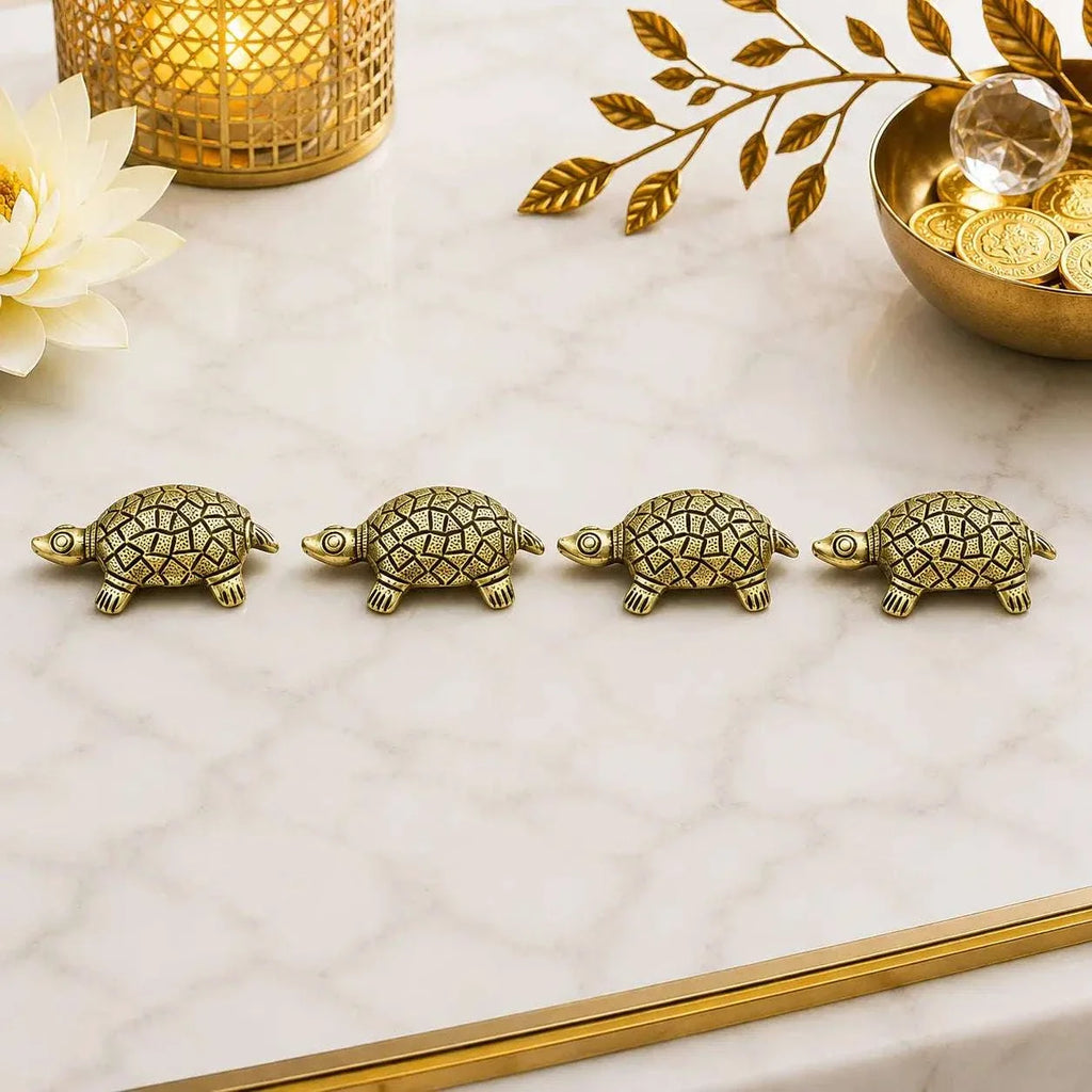 Brass Tortoise Vastu/Feng Shui Set Of Four (1 Inch) Vedansh Craft