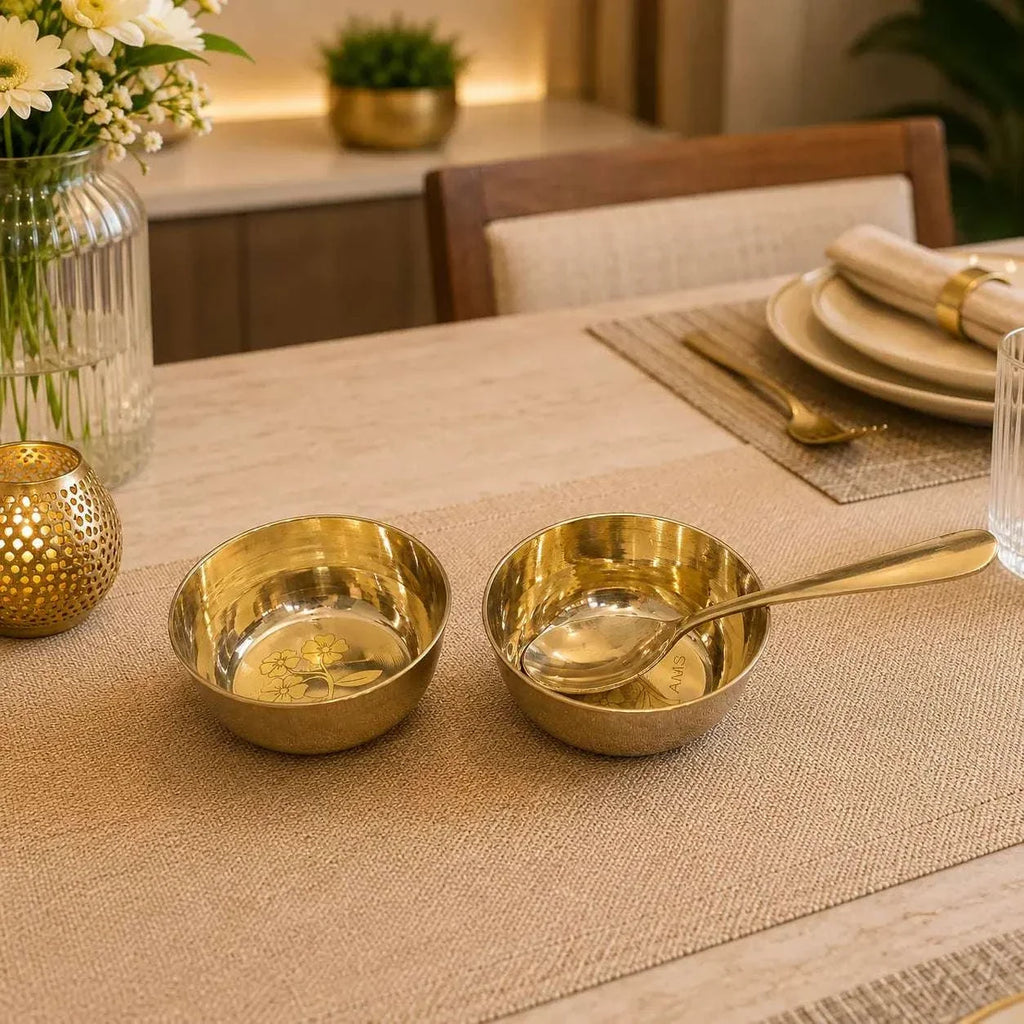 Brass Floral Thali/Dinner Set (990 Gram) Vedansh Craft