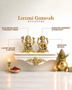 Lakshmi Ji & Ganesha Brass God Idol Set for Pooja, Home Decoration & Auspicious Showpiece