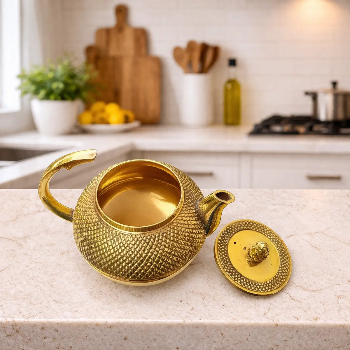 Brass Tea Pot/Kettle With Handle Vedansh Craft
