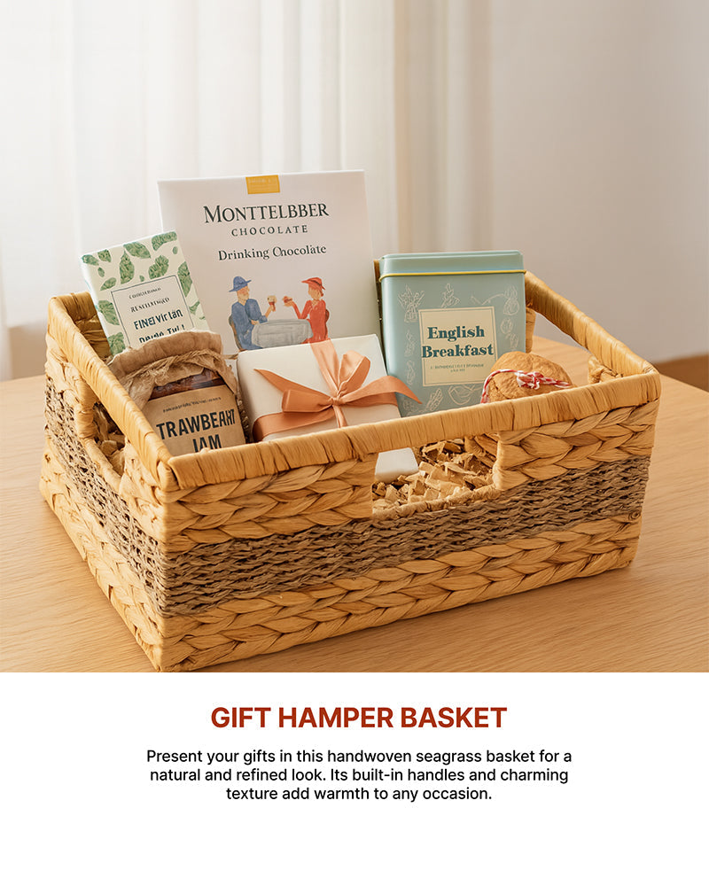 Durable Water Hyacinth Storage Organizer Baskets for Kitchen, Shelf, and Home Organization