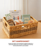Durable Water Hyacinth Storage Organizer Baskets for Kitchen, Shelf, and Home Organization