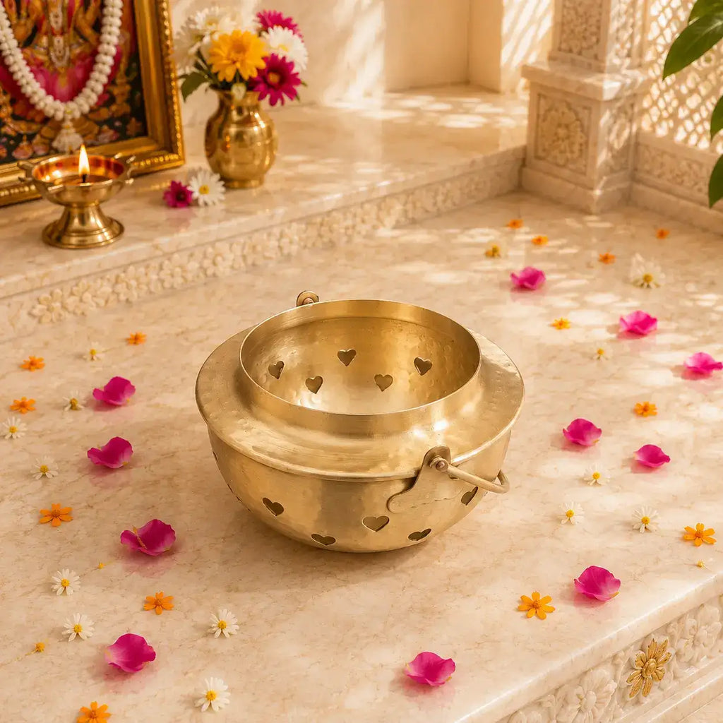 Brass Dhoop Dani & Incense Holder (5.5 Inch) Vedansh Craft