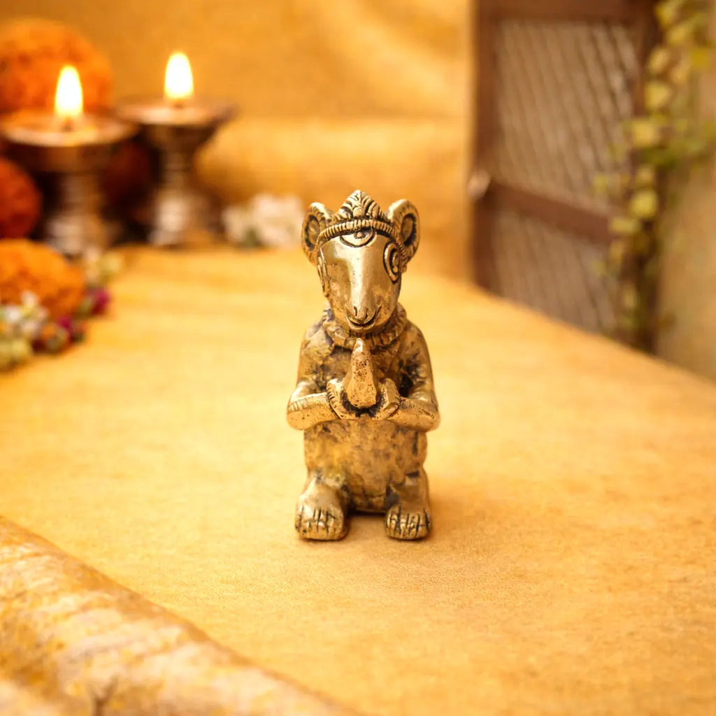 Brass Mushak / Rat Idol (2.5 Inch) Vedansh Craft