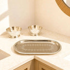 Brass Silver Plated Twin Bowl Set with Lids And Tray (3 Inch) Vedansh Craft