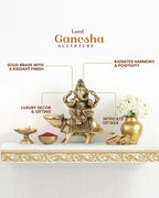 Pure Brass Ganesha Sitting on Mushak for Prosperity and Blessings