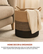 Jute Laundry Basket for Clothes and Toy Storage, Jute Storage Basket and Laundry Bag
