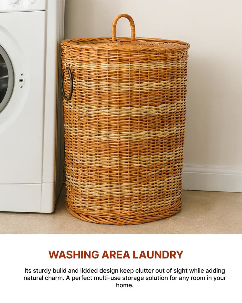 Wicker Laundry Basket for Clothes, Durable Clothes Storage Basket