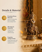 Lord Krishna Playing Flute with Cow Brass Idol