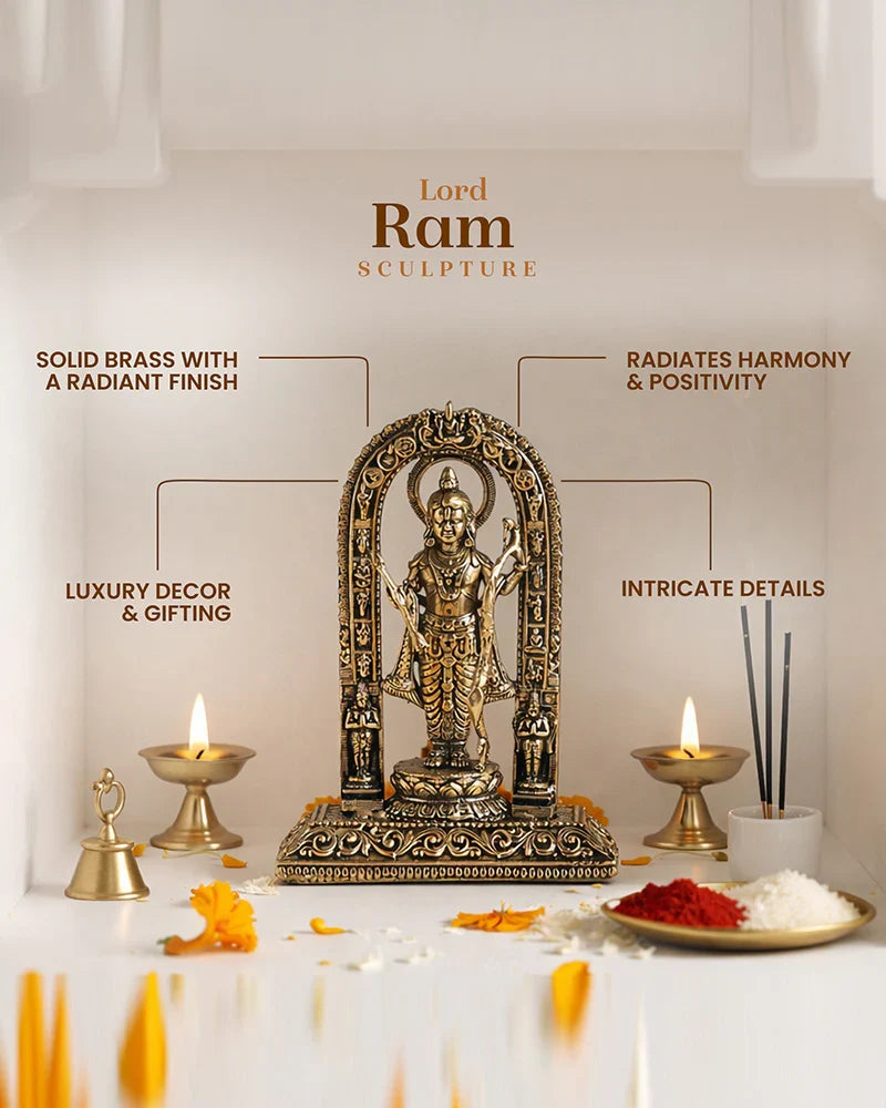 Pure Brass Ram Lala Idol for Home Pooja and Temple Decoration