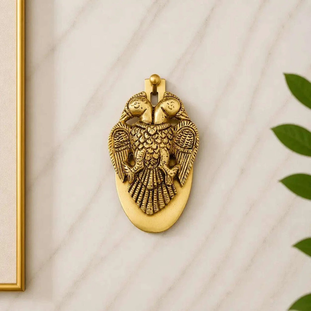 Brass Gandaberunda / Two Headed Bird Wall Hanging Idol (3.8 Inch) Vedansh Craft