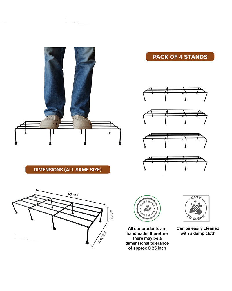Set of 4 Durable Metal Plant Stands for Indoor and Outdoor Gardens