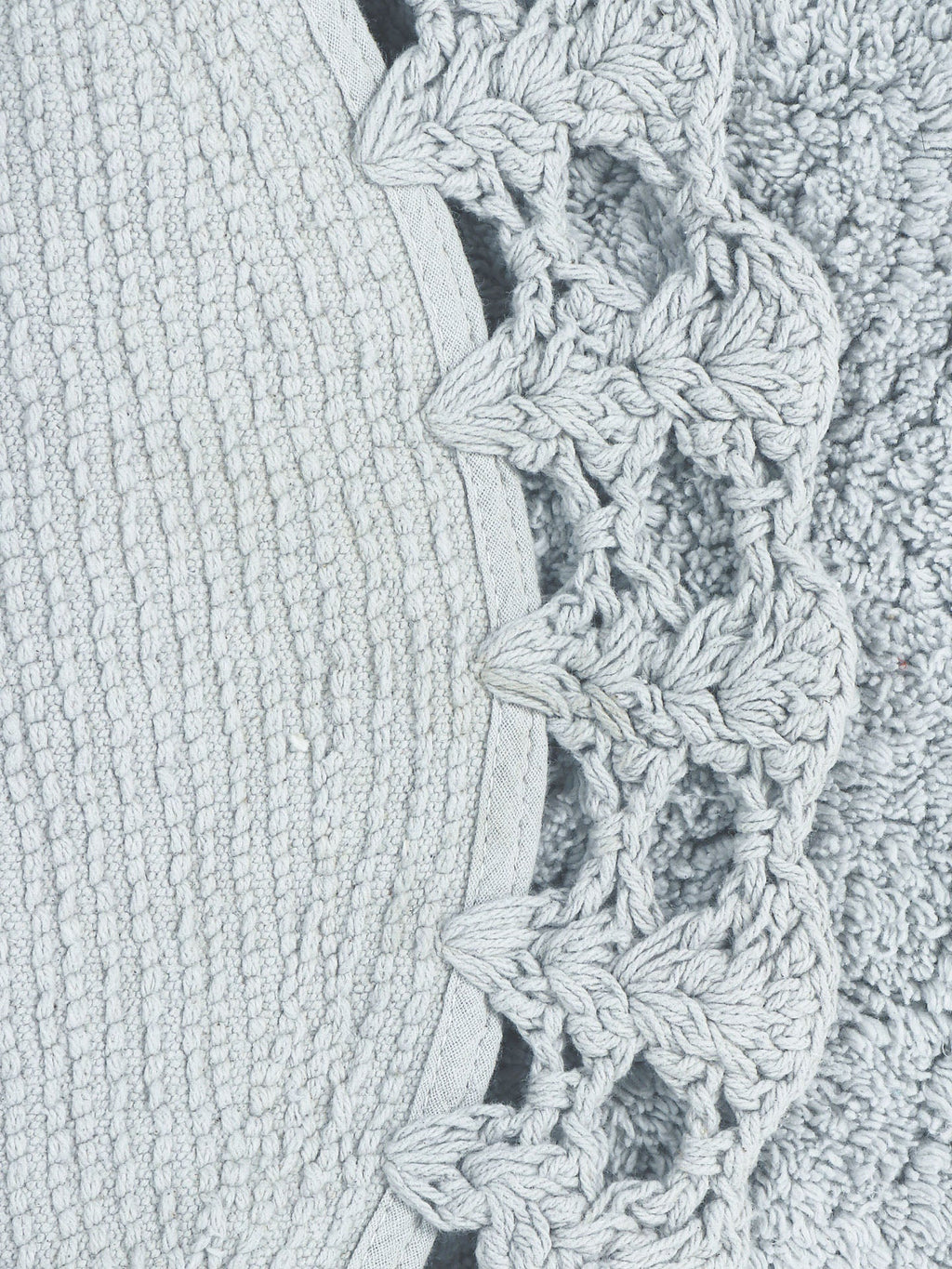 Soft Beige Handloom Cotton Round Bath Mat For Home