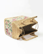 Handmade Seagrass Picnic Basket with Lid for Outdoor Dining & Travel Use