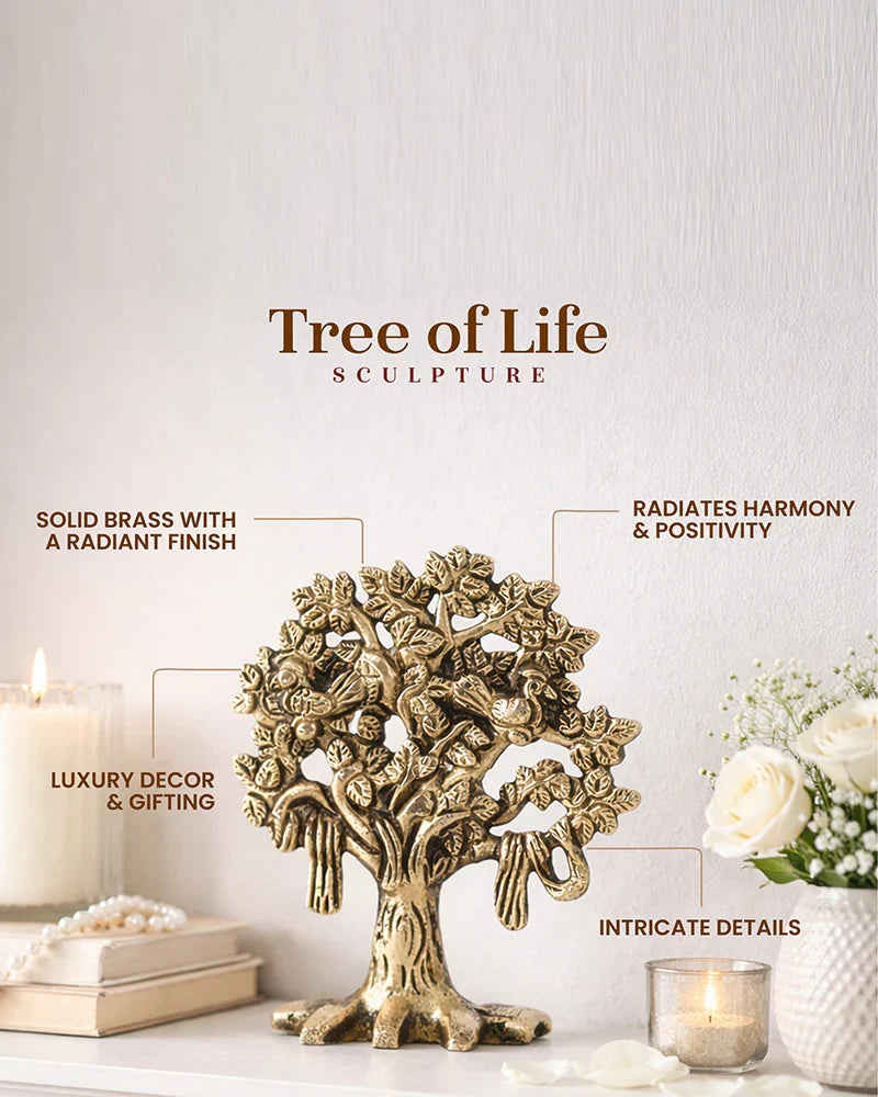 Pure Brass Kalpavriksha (Tree of Life) Idol for Home Temple & Pooja Room
